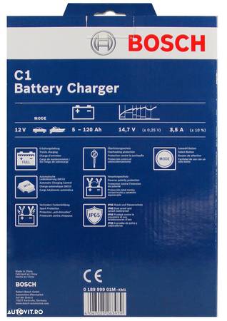 Incarcator acumulator auto Bosch C1 , redresor automat pentru baterii de 12V tip acid si plumb,  018999901M - 2
