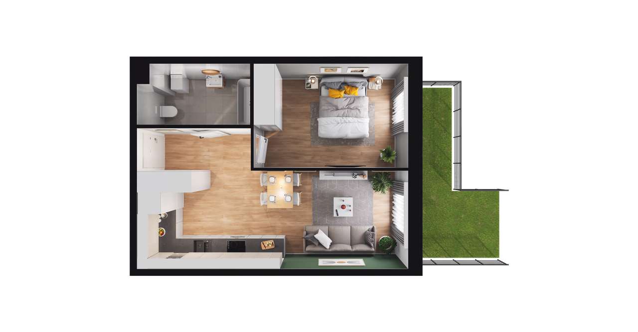 2-pokojowe mieszkanie 40 m² + ogródek - Ansicht 3