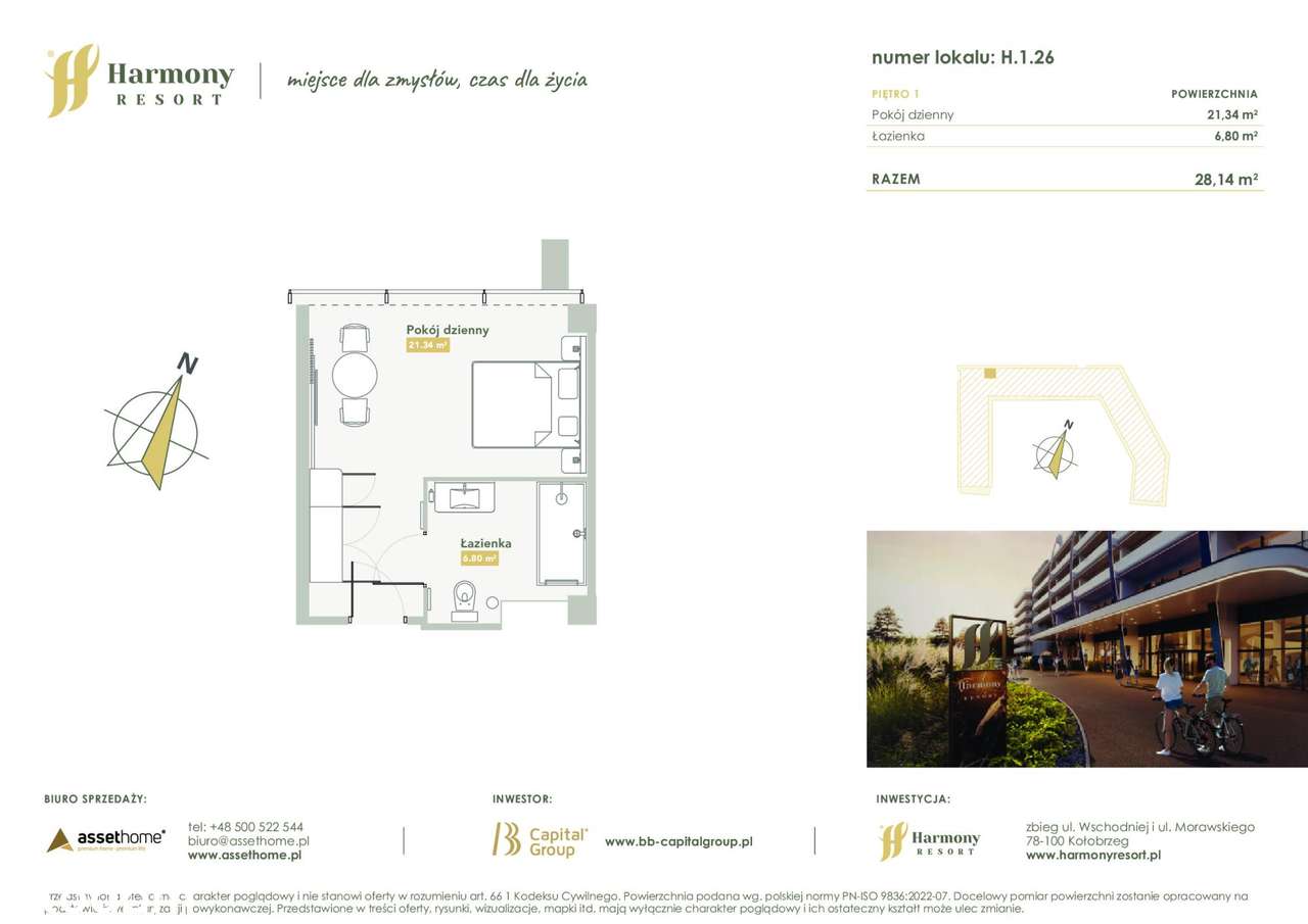 Harmony Resort | apartament 1-pok. | H.1.26 - Pełny obrazek: 1/6