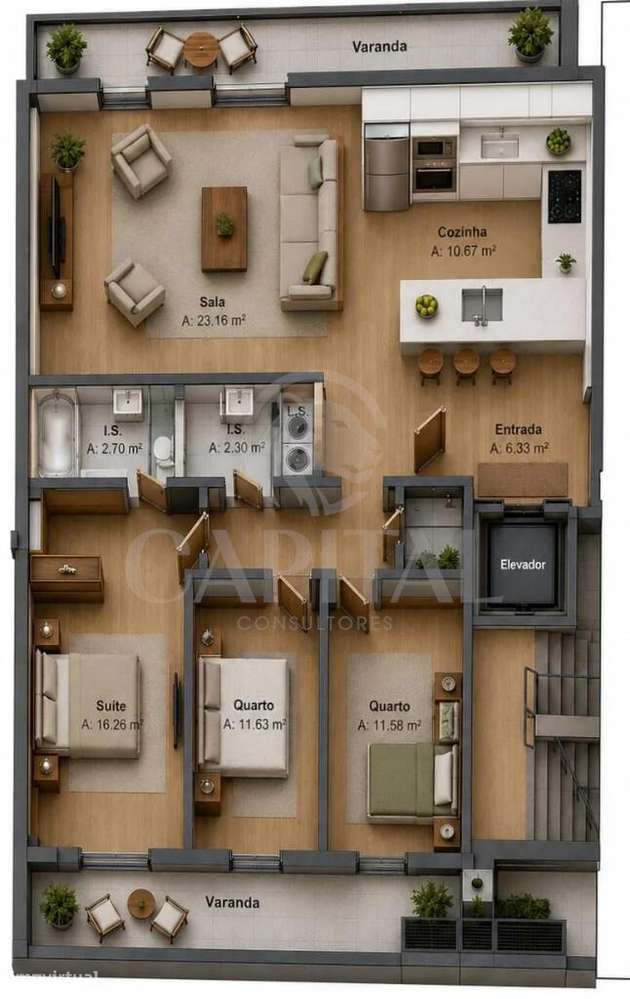 Apartamento moderno a estrear com excelente exposição solar, varanda e-22