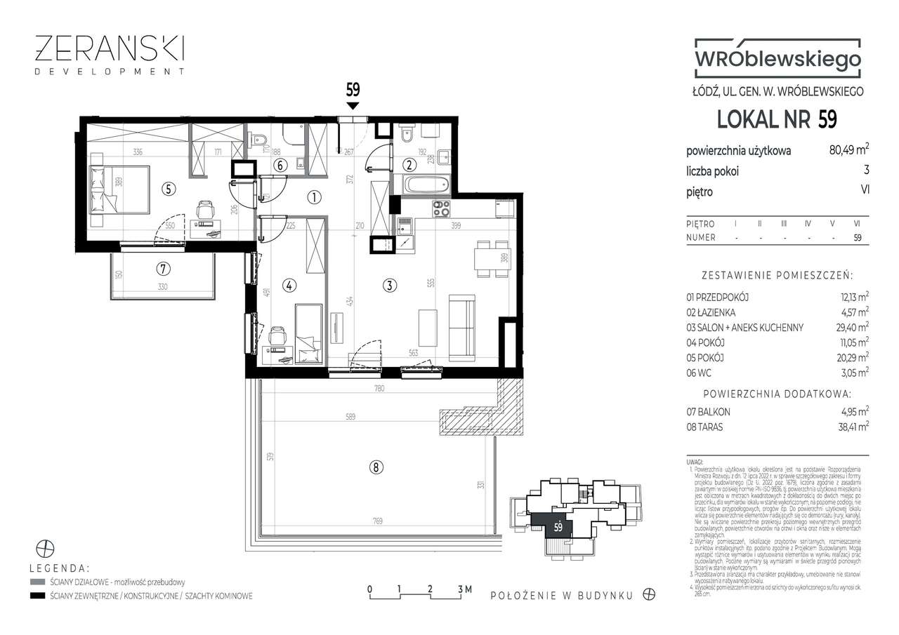 Mieszkanie z prawie 40-metrowym tarasem na siódmej kondygnacji - Pełny obrazek: 1/6