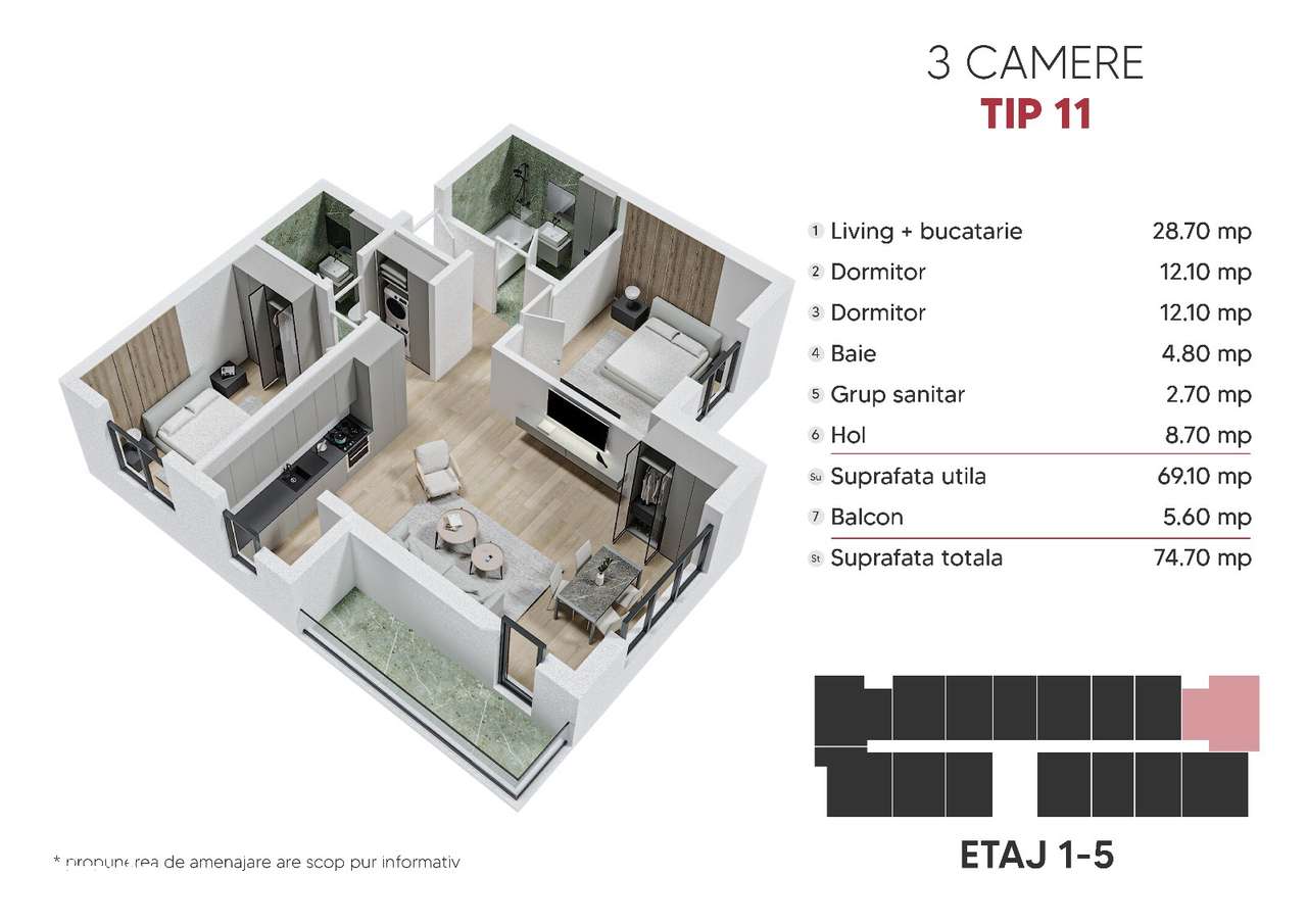 Apartament 3 camere,incalzire pardoseala,Berceni-Metrou - Imagine principală: 2/2