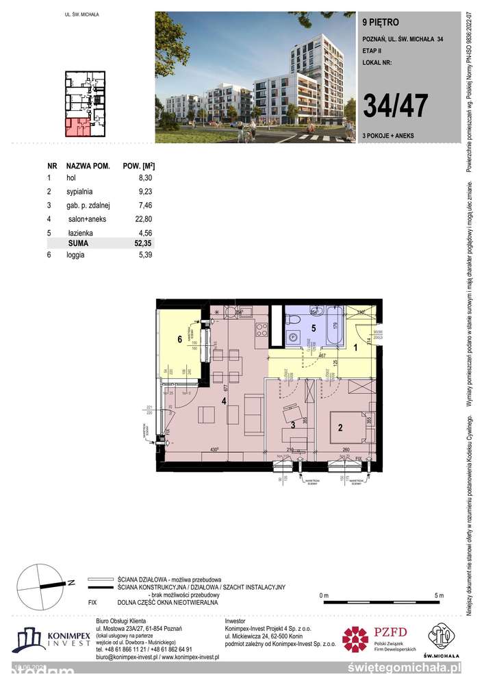 3-pokojowe mieszkanie 52m2 Bezpośrednio - Pełny obrazek: 2/7