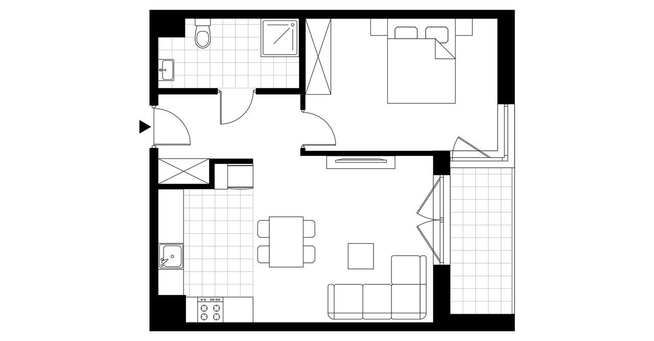 2-pokojowe mieszkanie 48m2 + loggia - Pełny obrazek: 3/8