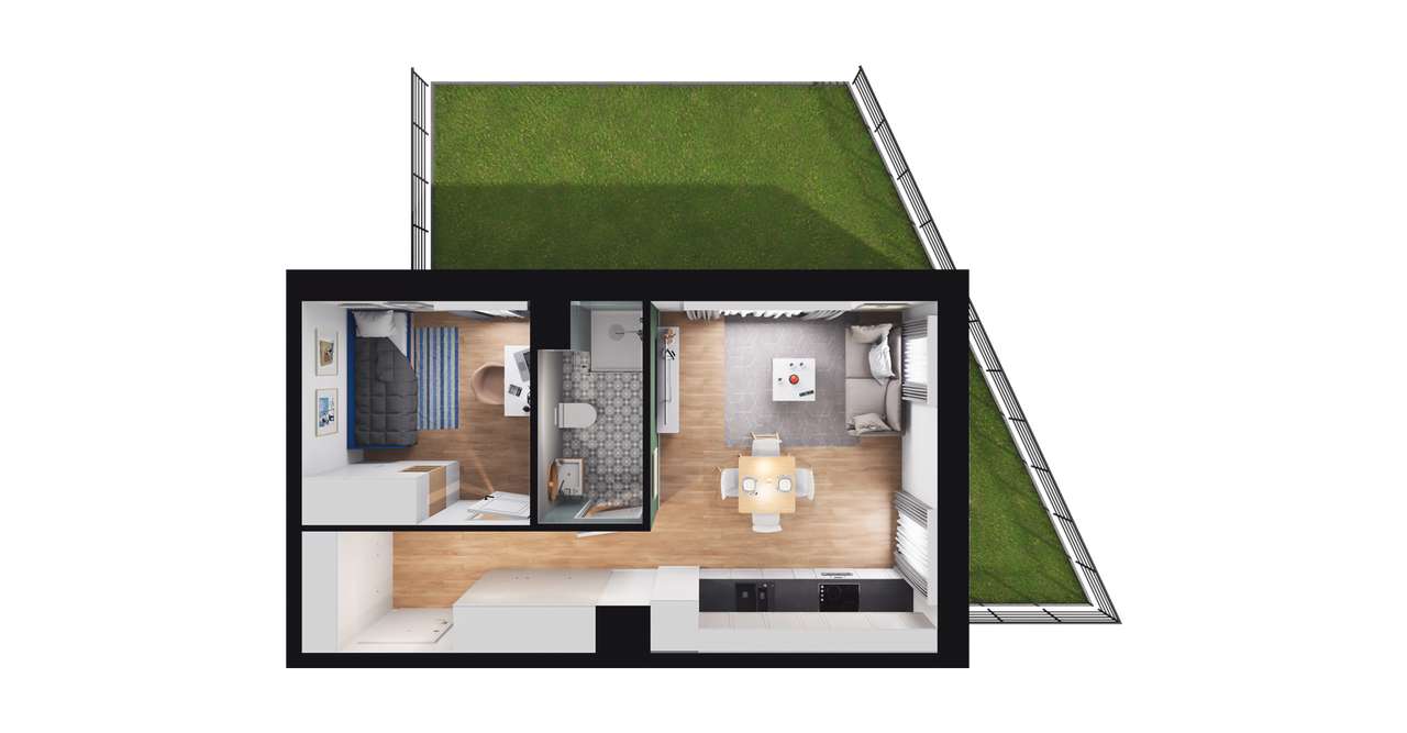 2-pokojowe mieszkanie 33m2 + ogródek Bez Prowizji - Pełny obrazek: 2/8