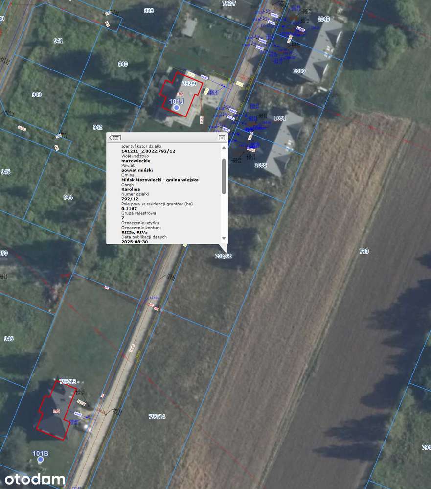 Działka budowlana 1166 m² – Karolina-Kolonia – MN/U, media