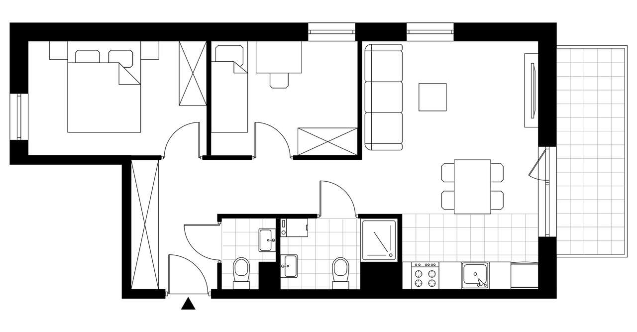 3-pokojowe mieszkanie 55m2 + balkon - Pełny obrazek: 3/8
