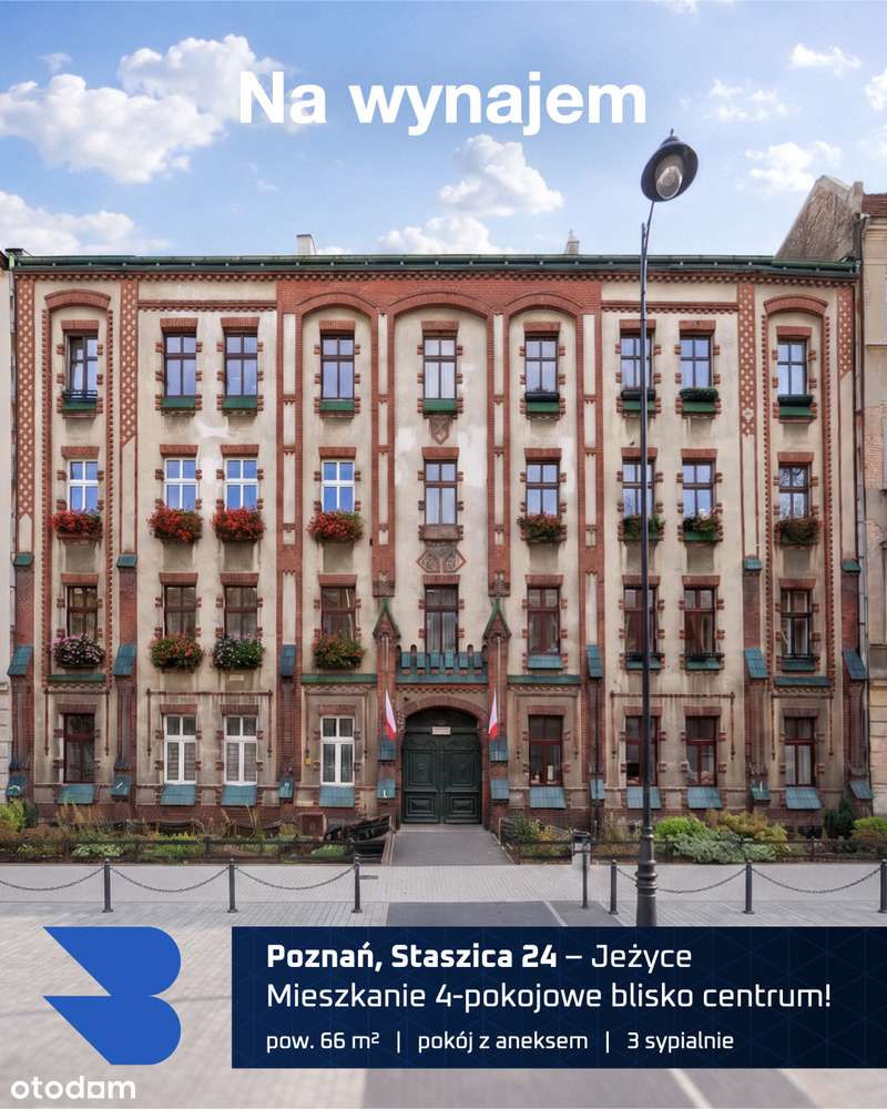 Jeżyce | 4 pokoje | 66 m² | 3 sypialnie | ul. Staszica |
