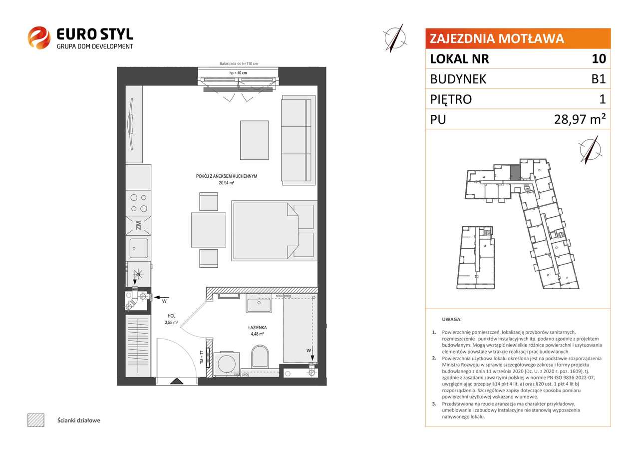 1-pokojowe mieszkanie 28m2 Bez Pośredników - Pełny obrazek: 2/7