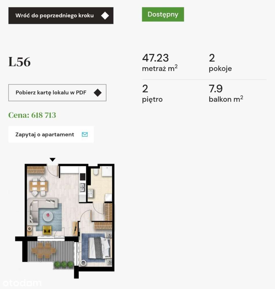 Dwupokojowy apartament Sunset Resort | Budynek 303 | L56 - Pełny obrazek: 2/4