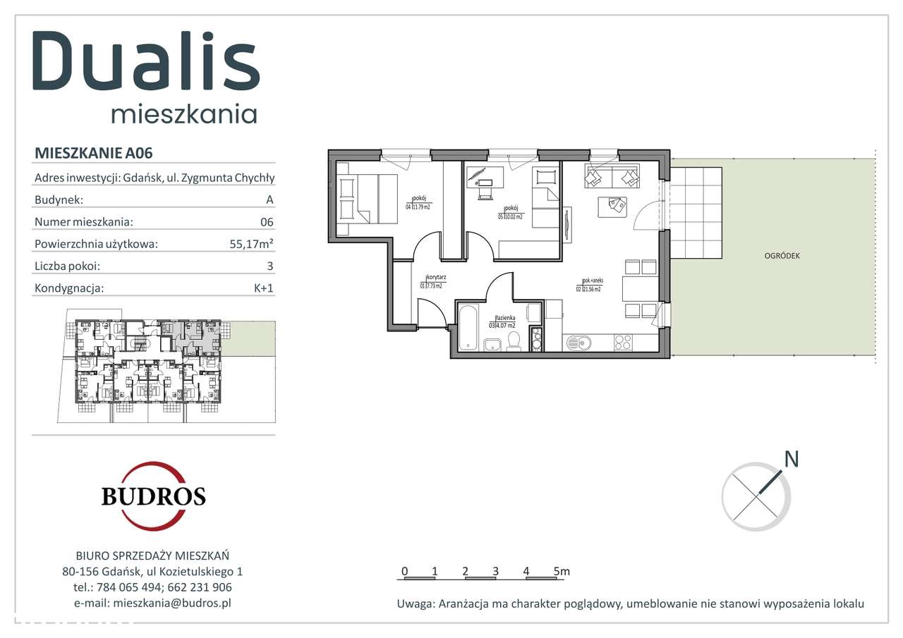 Osiedle Dualis, 3 pokoje z ogródkiem, pomalowane ściany, A06 - Pełny obrazek: 2/7
