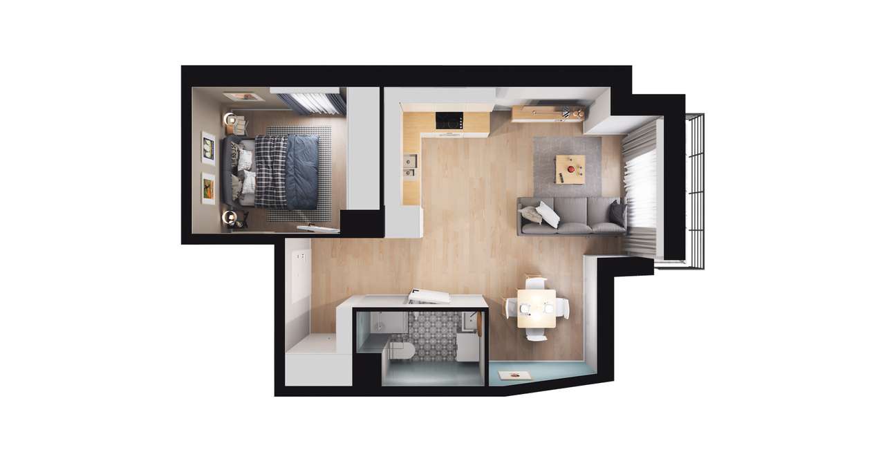 Pod Jeleniami | mieszkanie 2-pok. | A1.4/9 - Pełny obrazek: 3/9