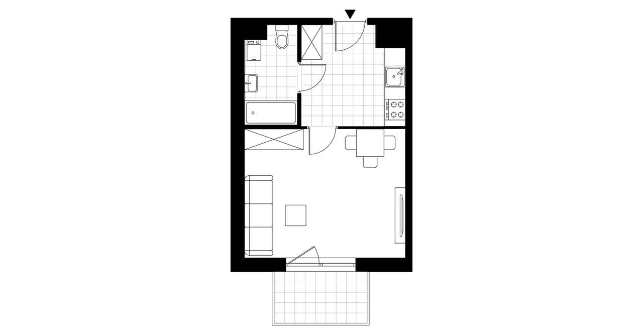 1-pokojowe mieszkanie 29m2 + balkon - Pełny obrazek: 3/8