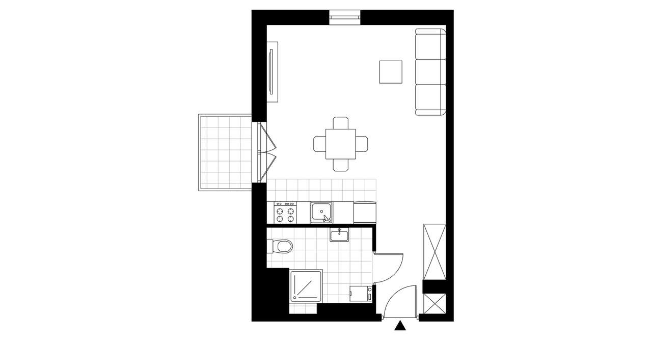 1-pokojowe mieszkanie 34m2 + balkon Bezpośrednio - Pełny obrazek: 3/7