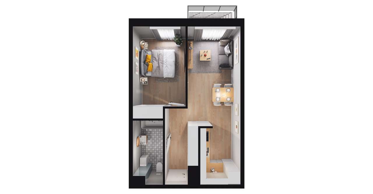 2-pokojowe mieszkanie 40m2 + balkon Bezpośrednio - Pełny obrazek: 3/9