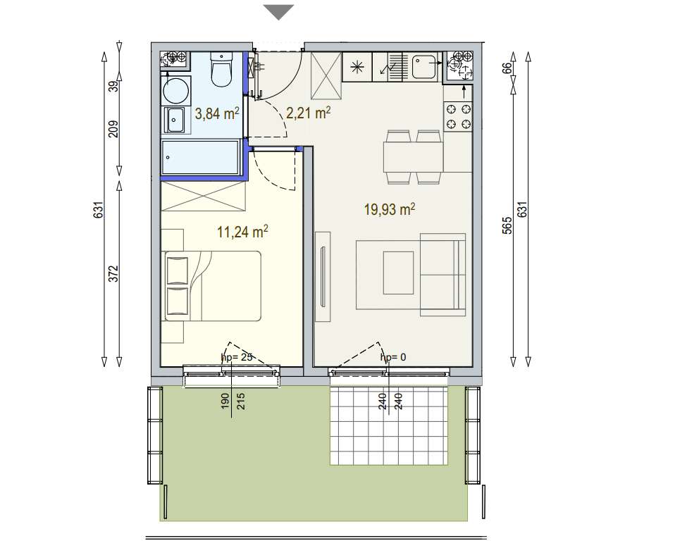 2 pok + ogródek, wysokość mieszkania  h = 3,48m Zadzwoń !!-5