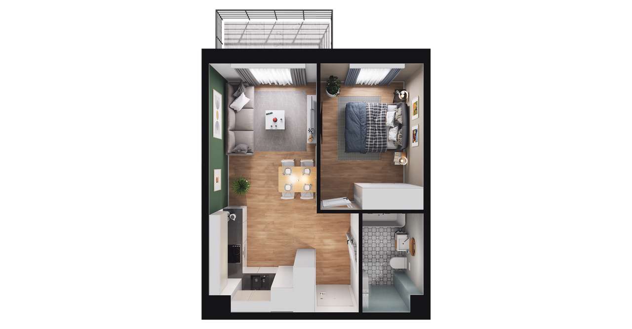 2-pokojowe mieszkanie 37m2 + balkon Bezpośrednio - Pełny obrazek: 3/9