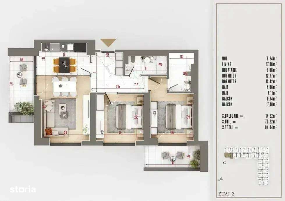 Sector 3 | Apartament 3 Camere 2 Bai | Izolatie Fonica | Spatii Verzi-1