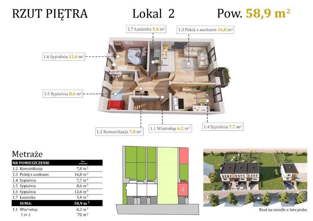 4-pokojowe mieszkanie 58,9m2 wraz z garażem i ogródkiem 70m2 W CENIE-3
