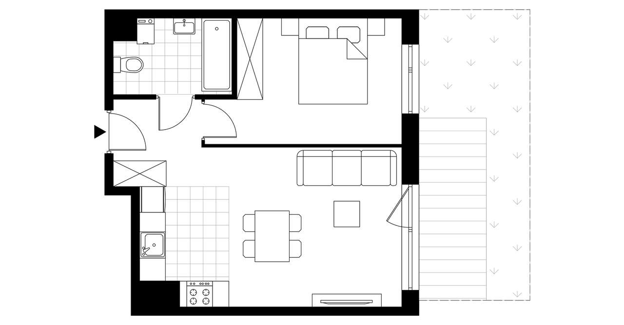 2-pokojowe mieszkanie 41m2 + ogródek Bez Prowizji - Pełny obrazek: 3/8