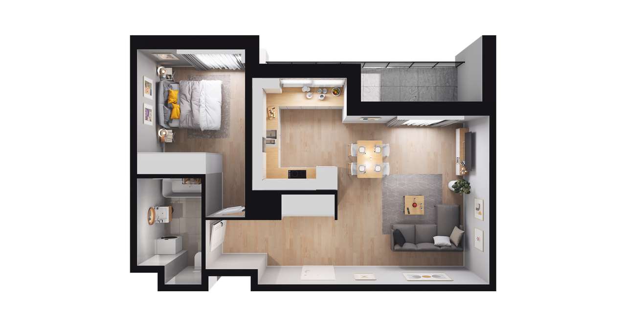 2-pokojowe mieszkanie 51m2 + loggia Bez Prowizji - Pełny obrazek: 2/8