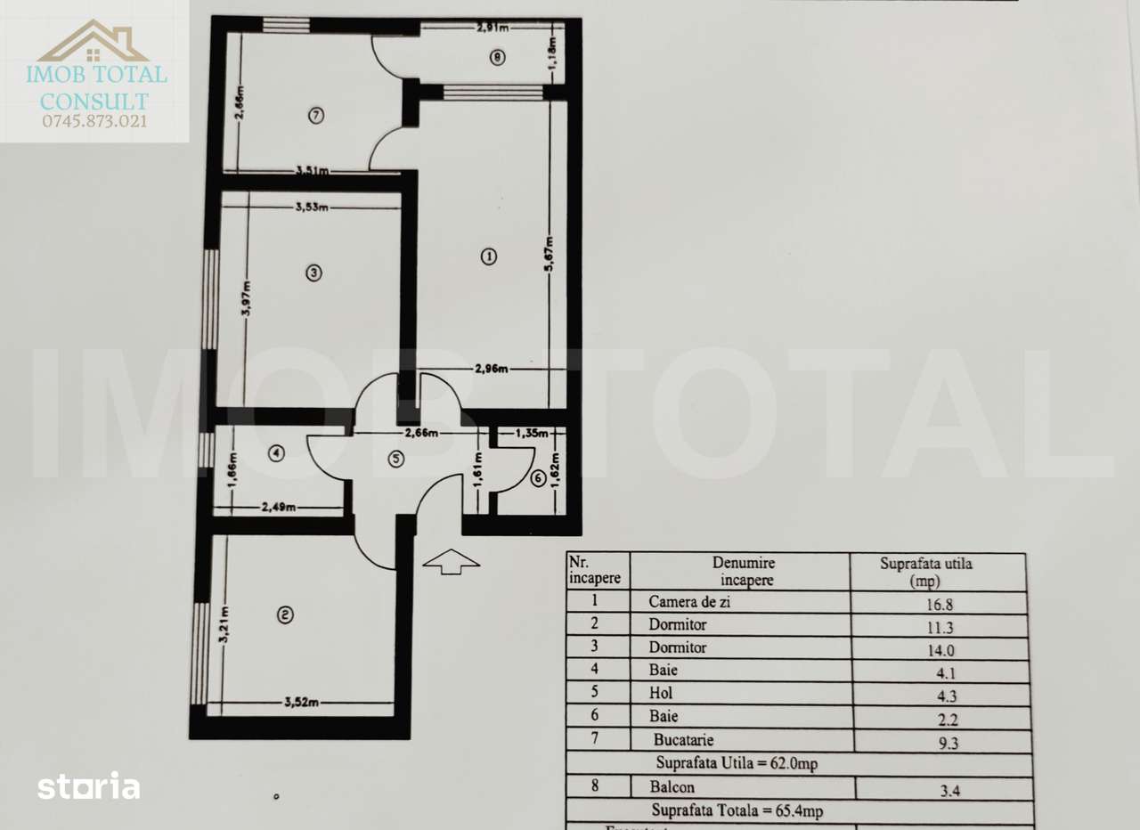 Apartament 3 camere , Zona Targul Saptamanal, mobilat si utilat - Imagine principală: 2/10