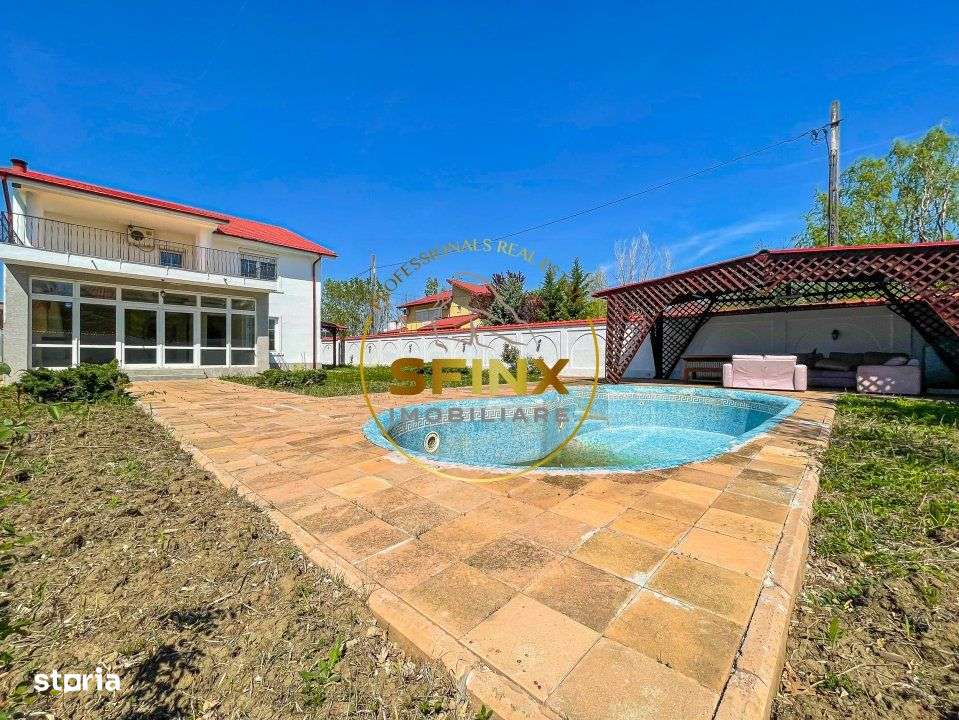Vila cu piscina 420 mp construiti, teren 828 mp Domnesti, comision 0-6