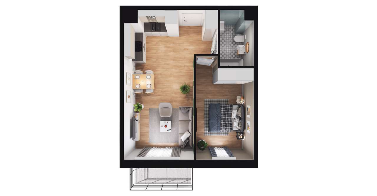 2-pokojowe mieszkanie 43 m² + balkon Bezpośrednio - Widok 3
