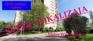 Balkon/ Metro Wilanowska 300 m/ 3 pokoje/