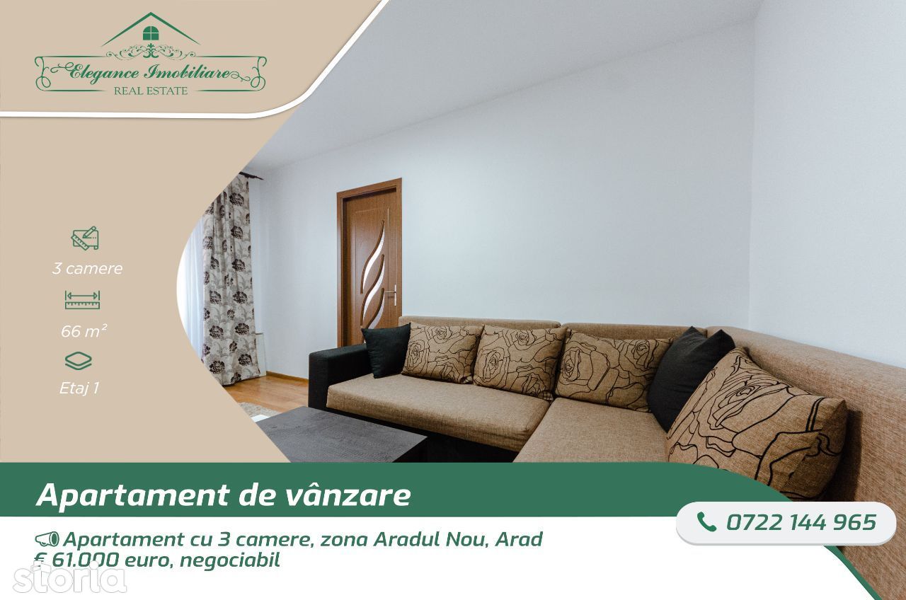 Apartament cu 3 camere, zona Aradul Nou, Arad