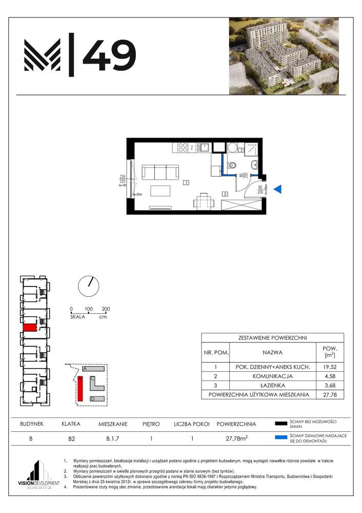 1-pokojowe mieszkanie 27m2 Bez Prowizji - Pełny obrazek: 2/9