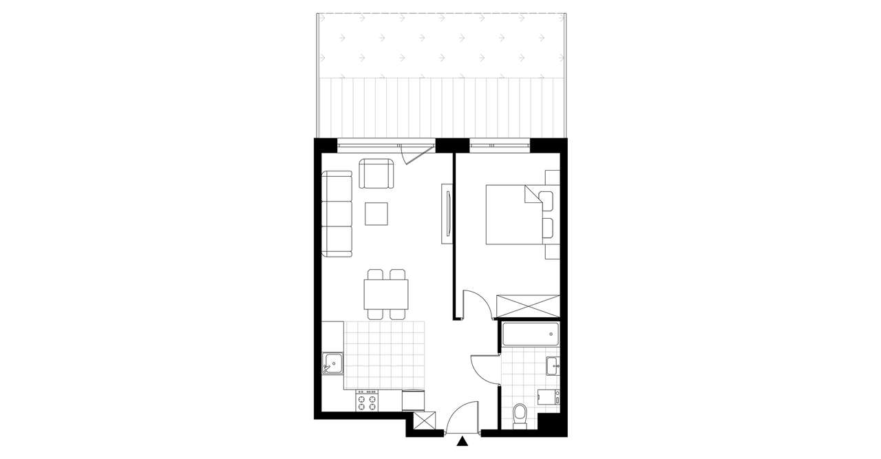 2-pokojowe mieszkanie 43m2 + ogródek - Pełny obrazek: 3/8