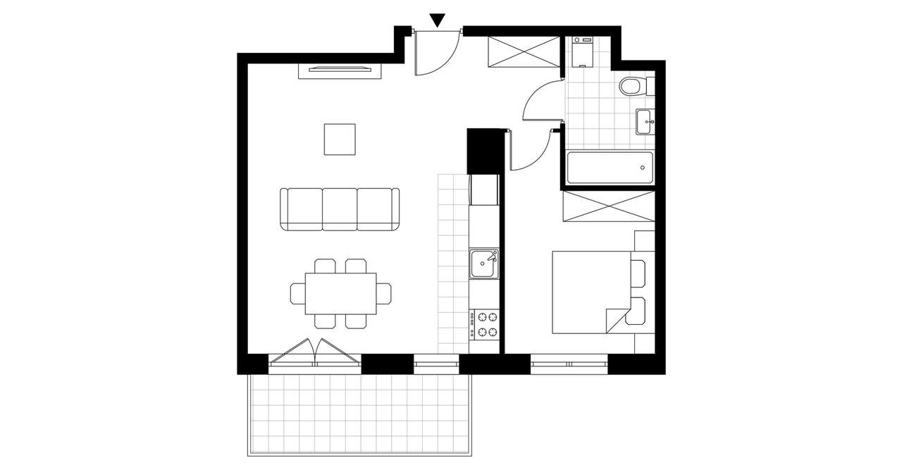 2-pokojowe mieszkanie 44m2 + balkon - Pełny obrazek: 3/8