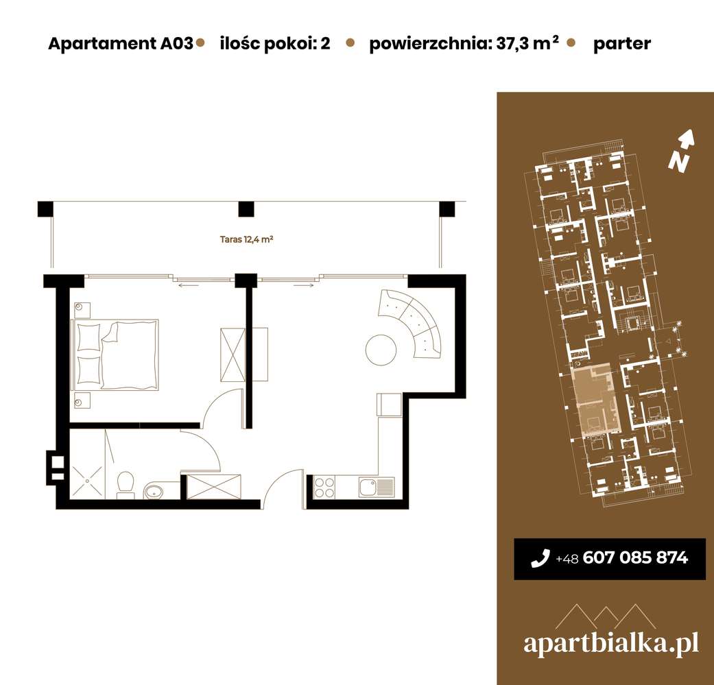 Aparthotel Białka Tatrzańska | 2-pok. | A03 - Pełny obrazek: 2/7