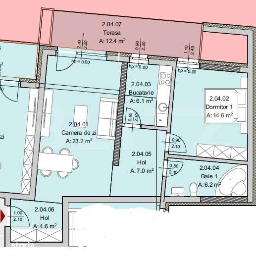 Apartament 2 camere, 62 mp, Terasa 12 mp, Imobil Nou, Semicentral - Imagine principală: 5/5