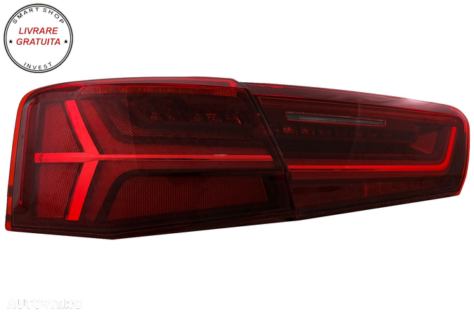 Stopuri Full LED Audi A6 4G C7 (2011-2014) Red Clear Facelift Design Semnalizare S- livrare gratuita - 13