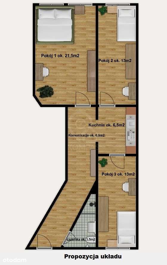 Duże 2 pokoje przy Dworcu Nadodrze-11