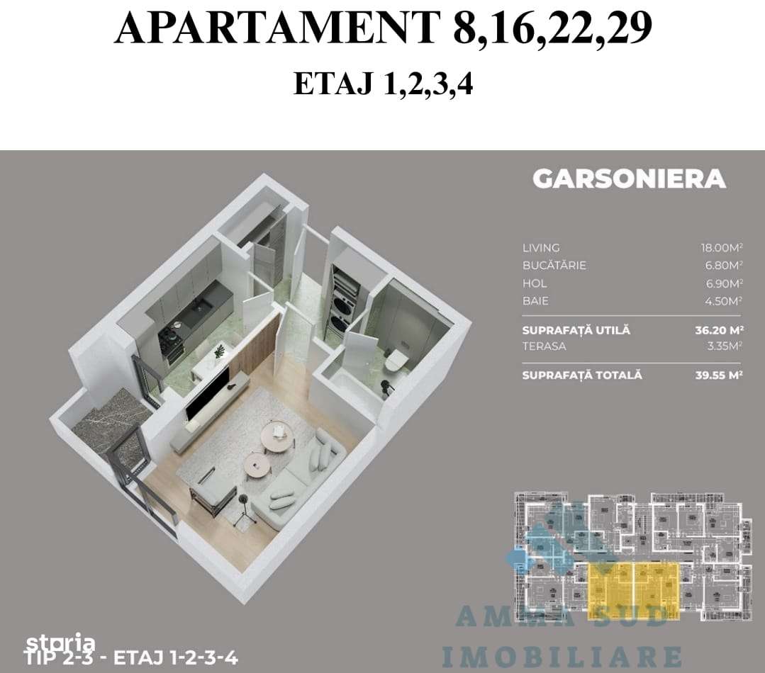 Garsoniera Decomandata - 39.55 mp - Incalzire in pardoseala-7