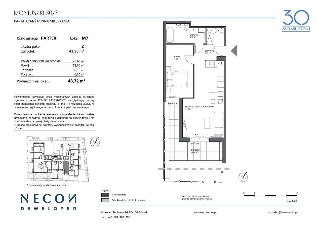 2-pokojowe mieszkanie 48,72 m2 z ogrodem MONIUSZKI 30/7 - Pełny obrazek: 3/7
