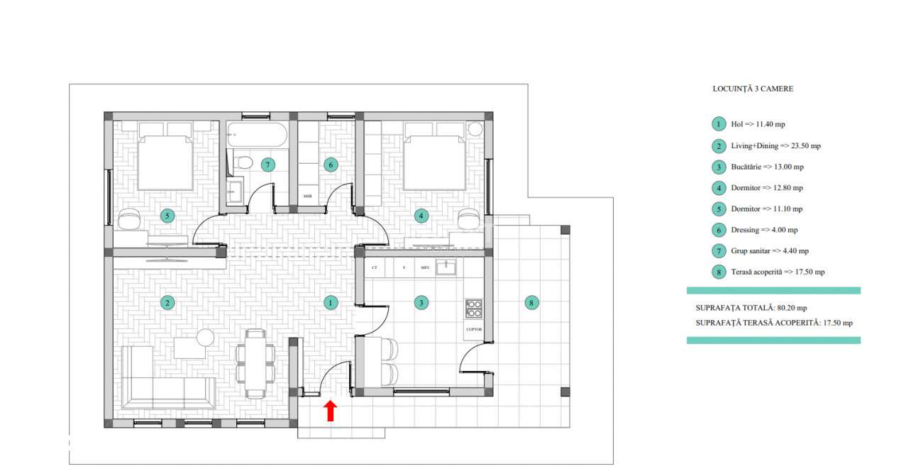 CASA INDIVIDUALA, 3 CAMERE,81 MP UTILI, 400MP TEREN, MIROSLAVA - Imagine principală: 5/17
