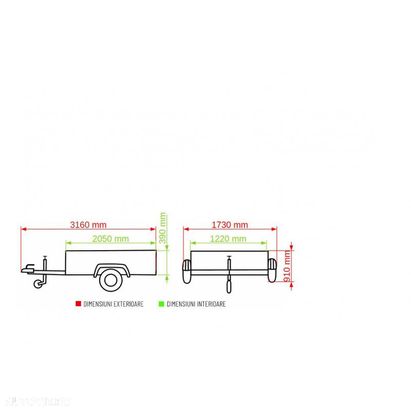 Autocar Remorca noua auto BE7320U de 750 kg, rabatabila, ATV, RAR inclus - 2