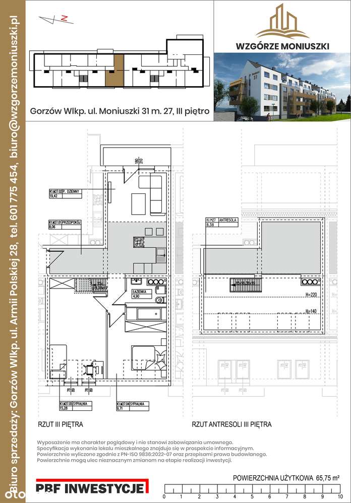Mieszkanie 3-pokojowe z antresolą i balkonem, Moniuszki 31M27 - Pełny obrazek: 2/7