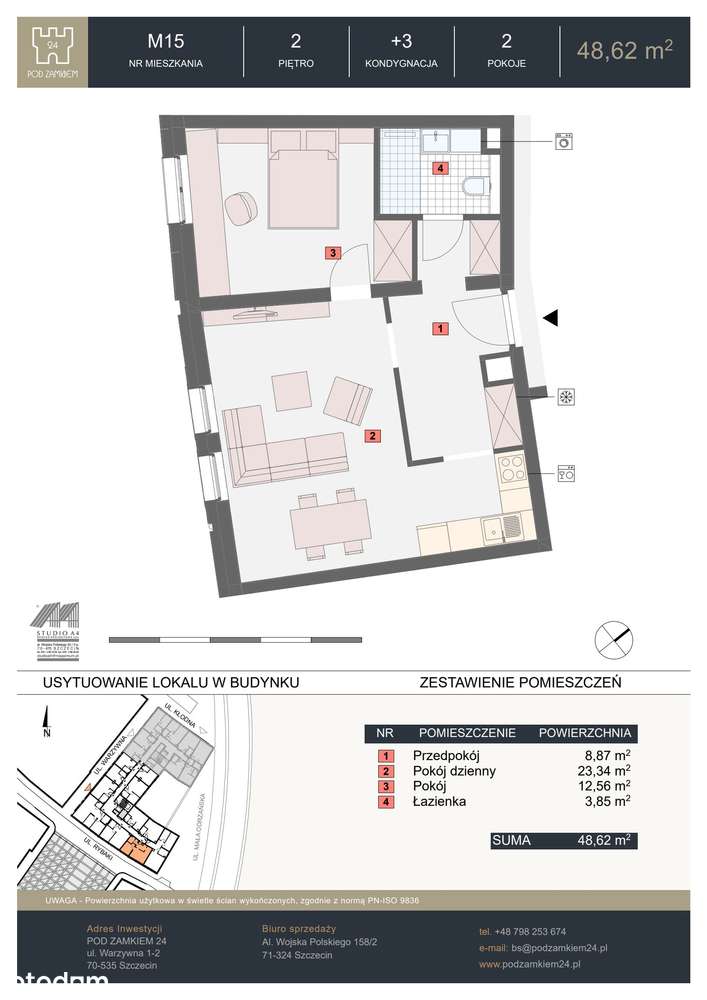2-pokojowe mieszkanie 48m2 Bez Pośredników - Pełny obrazek: 2/7