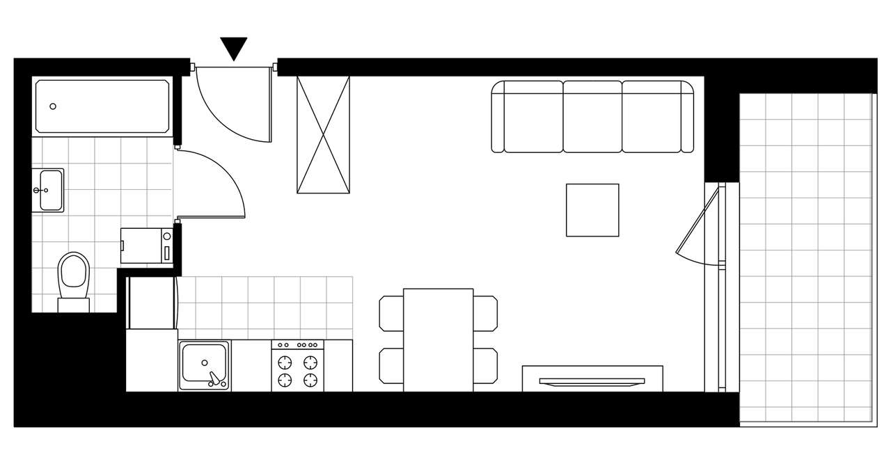 1-pokojowe mieszkanie 26m2 + loggia Bez Prowizji - Pełny obrazek: 3/6