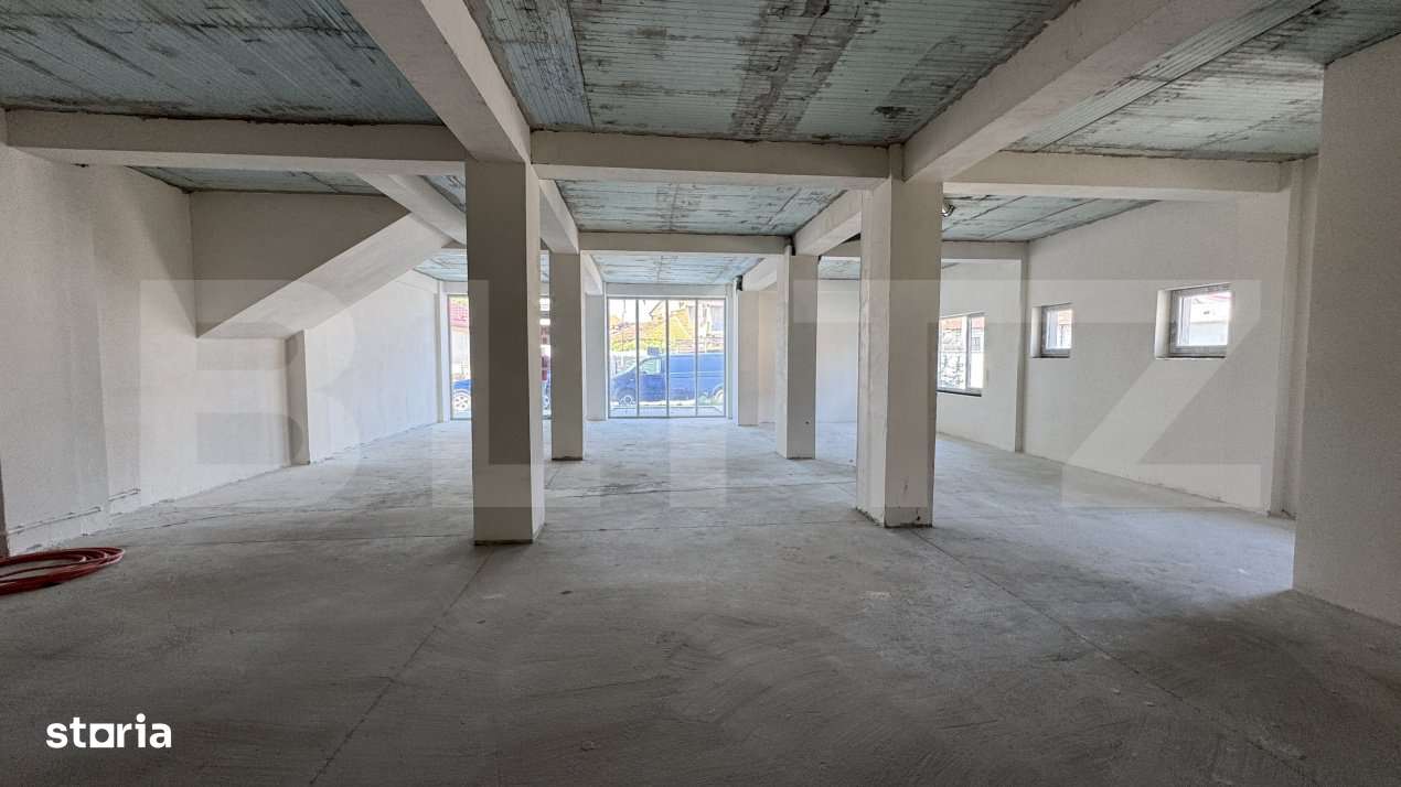 Spatiu comercial parter bloc nou, 136 mp open space, vitrina, terasa, - Imagine principală: 3/13