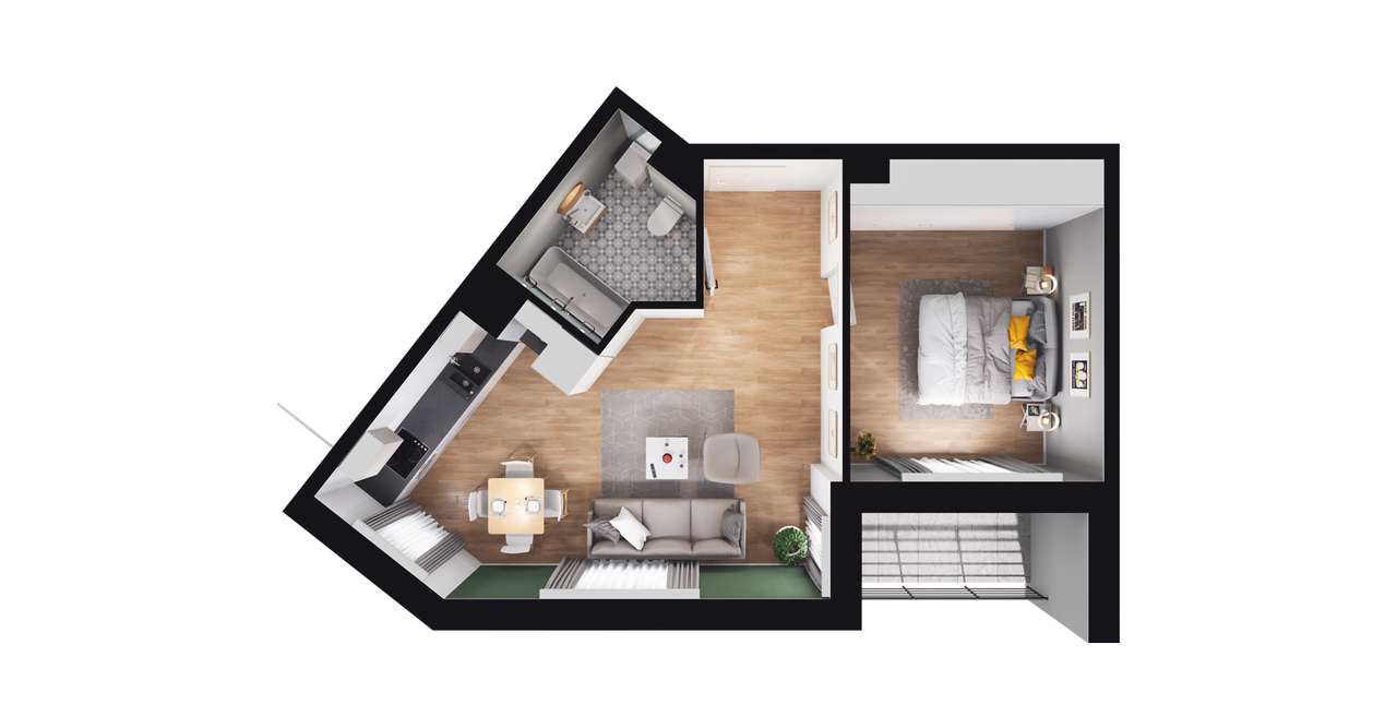 2-pokojowe mieszkanie 41m2 + loggia Bez Prowizji - Pełny obrazek: 2/8