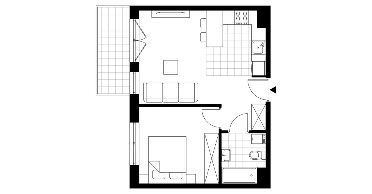 2-pokojowe mieszkanie 38m2 + balkon - Pełny obrazek: 3/8