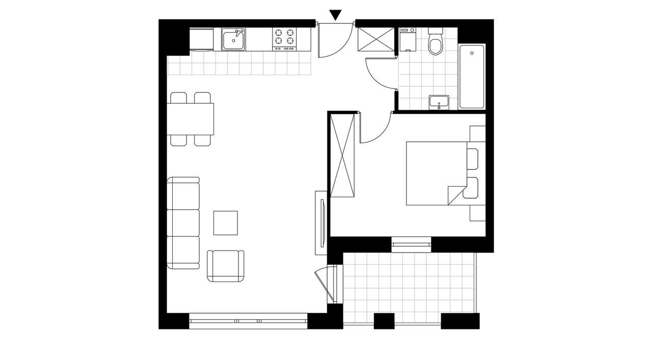 2-pokojowe mieszkanie 48m2 + loggia Bezpośrednio - Pełny obrazek: 2/7