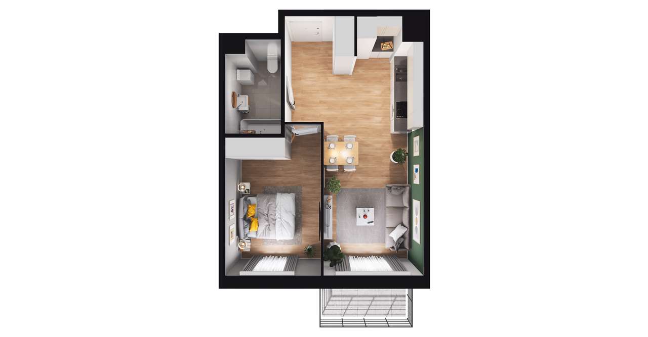 2-pokojowe mieszkanie 41m2 + balkon Bez Prowizji - Pełny obrazek: 2/8