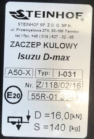 Hak Holowniczy Steinhof  Isuzu D-Max Pick-Up Zderzak Ze Stopniem. od 2012 BEZ CIĘCIA ZDERZAKA - 3